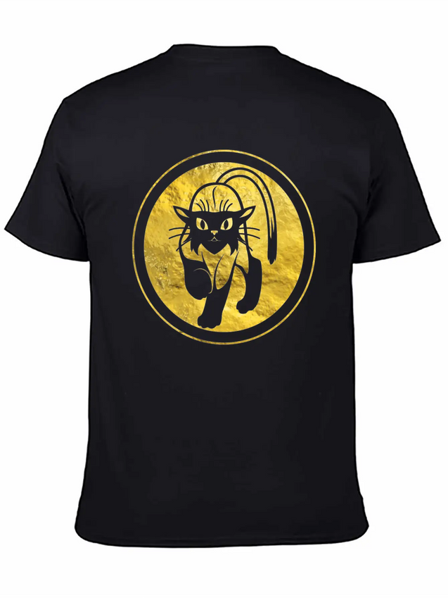 Tribal Gold Cat Lightweight Cotton T-Shirt – Daily Comfort Graphic Shirt