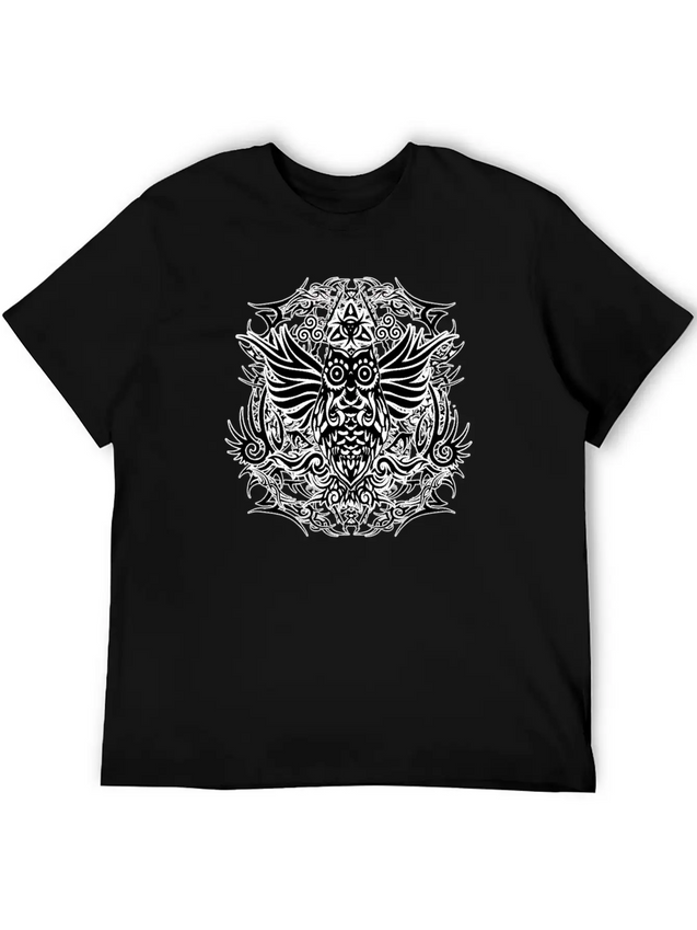 Tribal Owl Lightweight Cotton T-Shirt – Daily Comfort Graphic Shirt