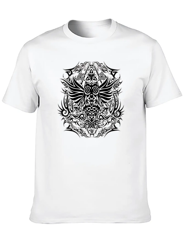 Tribal Owl Lightweight Cotton T-Shirt – Daily Comfort Graphic Shirt