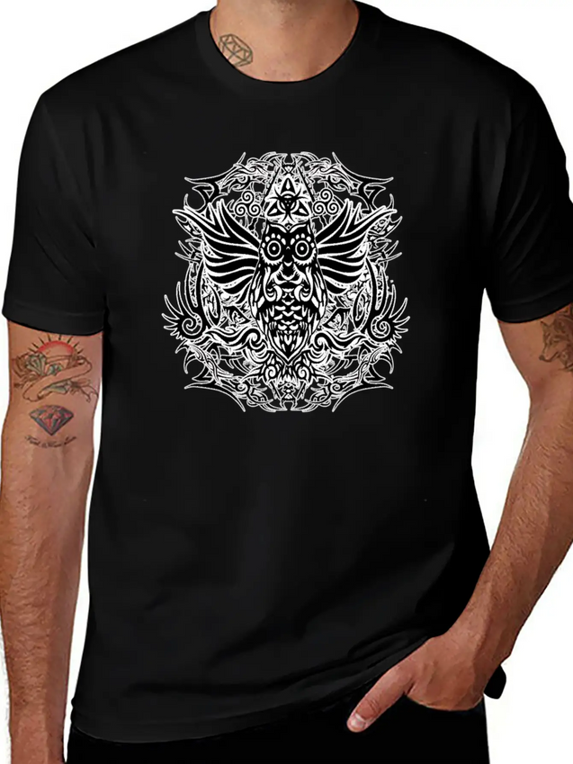 Tribal Owl Lightweight Cotton T-Shirt – Daily Comfort Graphic Shirt