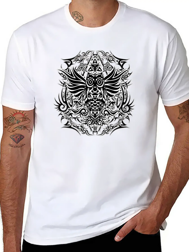 Tribal Owl Lightweight Cotton T-Shirt – Daily Comfort Graphic Shirt
