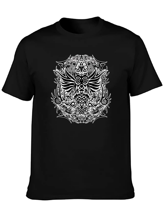 Tribal Owl Lightweight Cotton T-Shirt – Daily Comfort Graphic Shirt