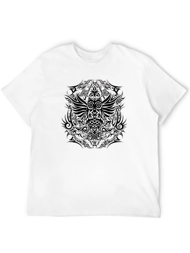 Tribal Owl Lightweight Cotton T-Shirt – Daily Comfort Graphic Shirt