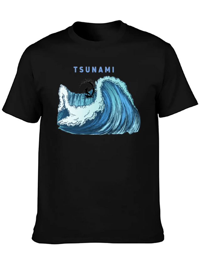 Tsunami Rider Lightweight Cotton T-Shirt – Daily Comfort Graphic Shirt