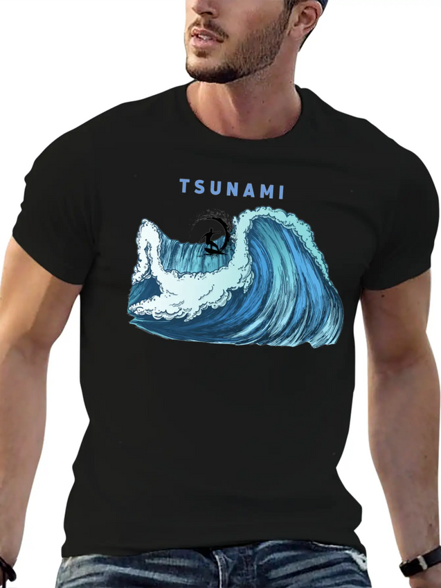 Tsunami Rider Lightweight Cotton T-Shirt – Daily Comfort Graphic Shirt