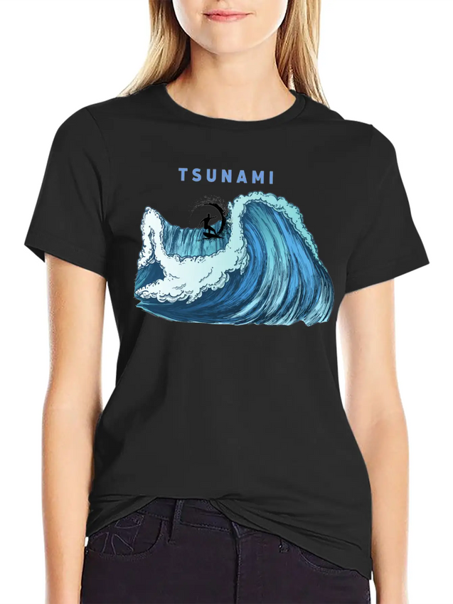 Tsunami Rider Lightweight Cotton T-Shirt – Daily Comfort Graphic Shirt