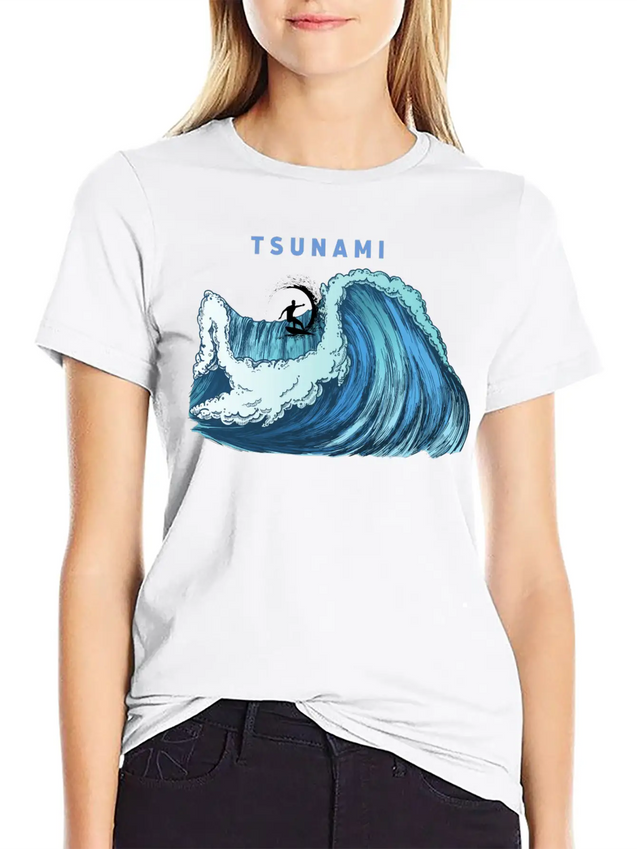 Tsunami Rider Lightweight Cotton T-Shirt – Daily Comfort Graphic Shirt