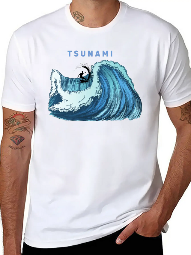 Tsunami Rider Lightweight Cotton T-Shirt – Daily Comfort Graphic Shirt
