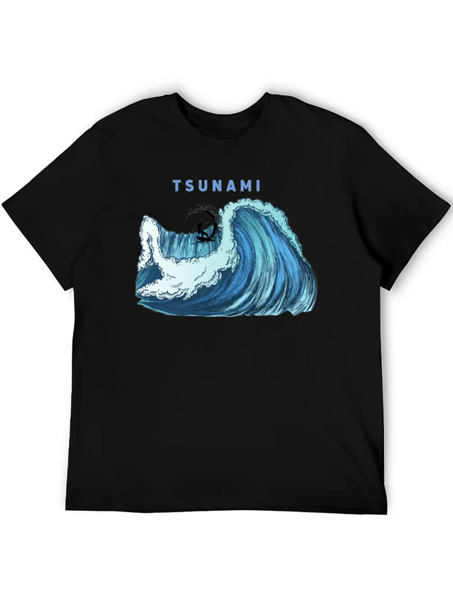 Tsunami Rider Lightweight Cotton T-Shirt – Daily Comfort Graphic Shirt