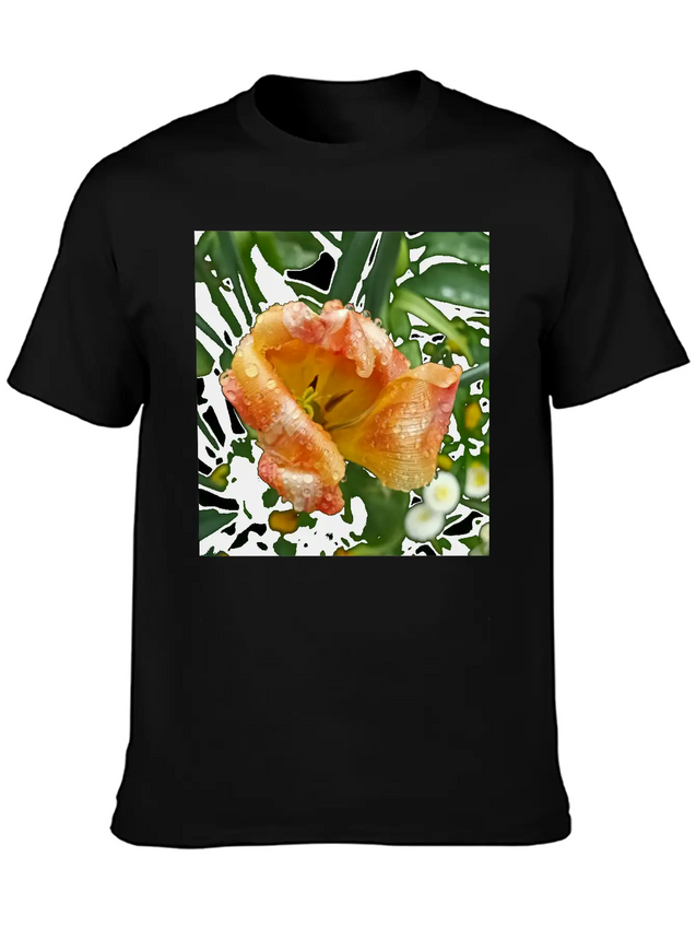 Tulip In The Rain Lightweight Cotton T-Shirt – Daily Comfort Graphic Shirt
