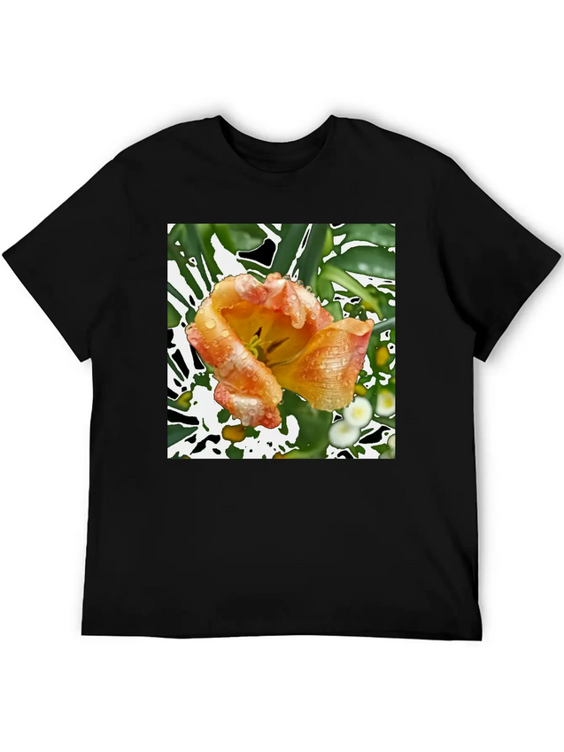 Tulip In The Rain Lightweight Cotton T-Shirt – Daily Comfort Graphic Shirt