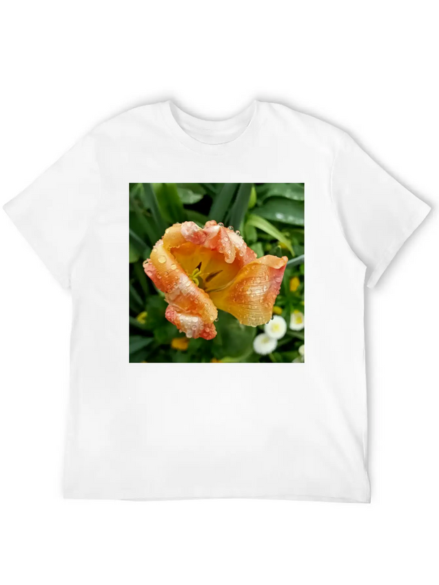 Tulip In The Rain Lightweight Cotton T-Shirt – Daily Comfort Graphic Shirt