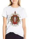Twin Tigers & Dagger: Tattoo-Style Artwork Lightweight Cotton T-Shirt – Daily Comfort Graphic Shirt