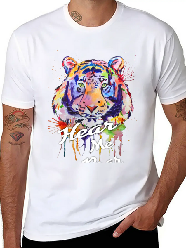 Typography, HEAR ME ROAR Lightweight Cotton T-Shirt – Daily Comfort Graphic Shirt
