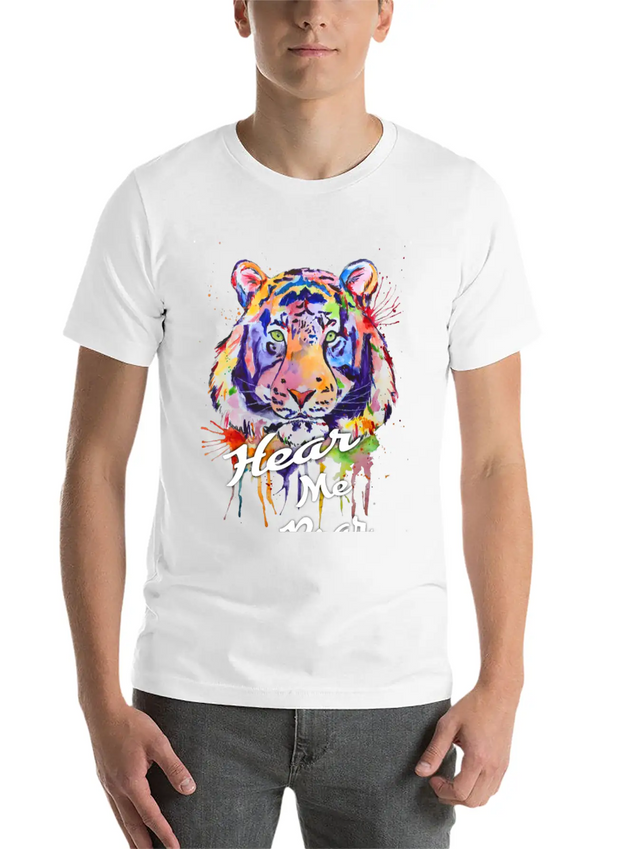 Typography, HEAR ME ROAR Lightweight Cotton T-Shirt – Daily Comfort Graphic Shirt