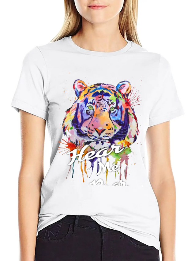 Typography, HEAR ME ROAR Lightweight Cotton T-Shirt – Daily Comfort Graphic Shirt