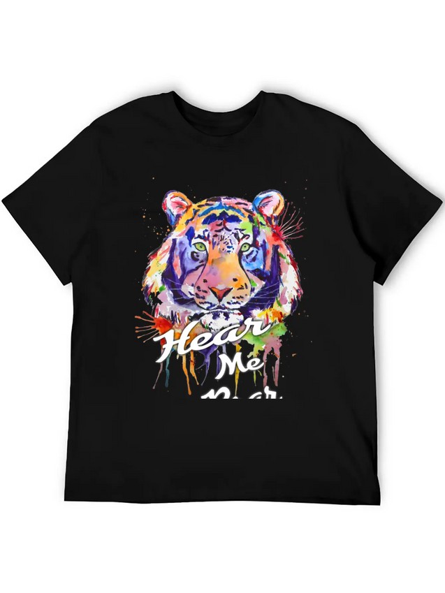 Typography, HEAR ME ROAR Lightweight Cotton T-Shirt – Daily Comfort Graphic Shirt