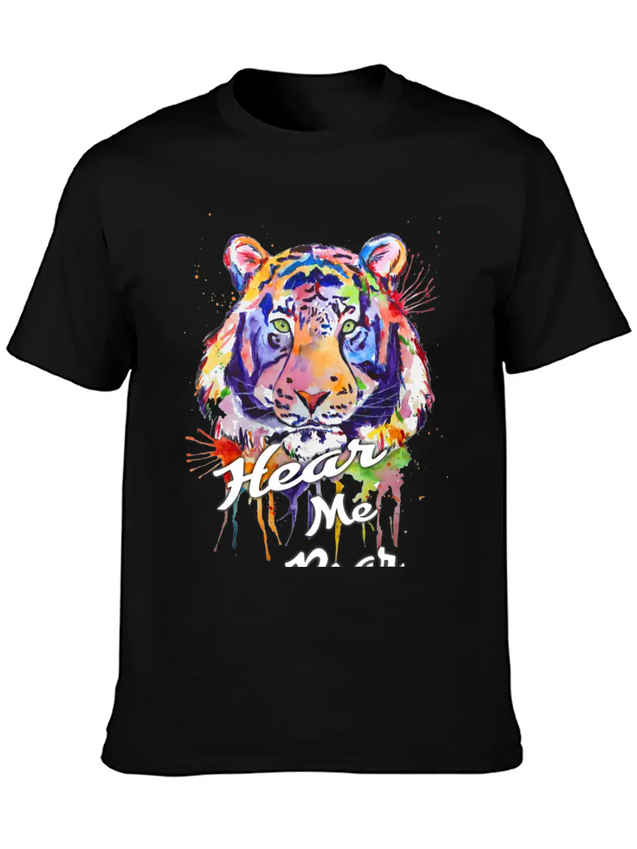 Typography, HEAR ME ROAR Lightweight Cotton T-Shirt – Daily Comfort Graphic Shirt
