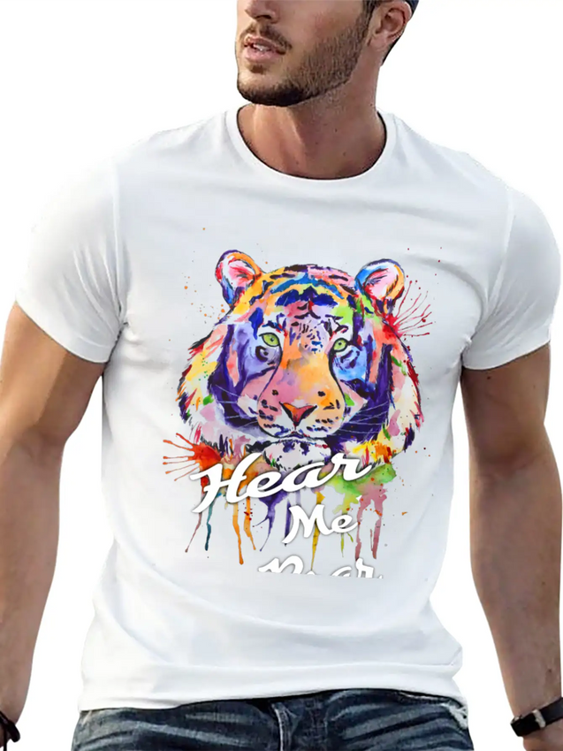 Typography, HEAR ME ROAR Lightweight Cotton T-Shirt – Daily Comfort Graphic Shirt