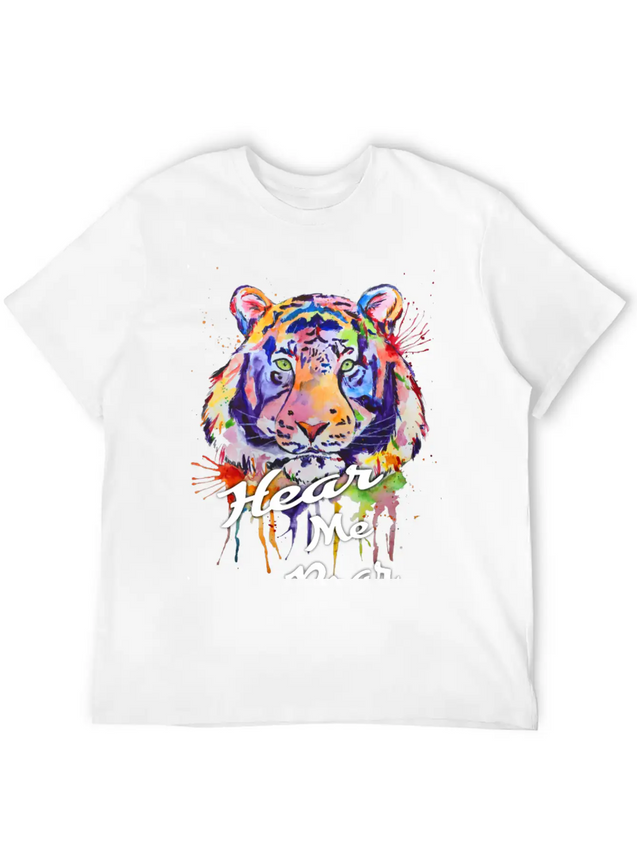 Typography, HEAR ME ROAR Lightweight Cotton T-Shirt – Daily Comfort Graphic Shirt