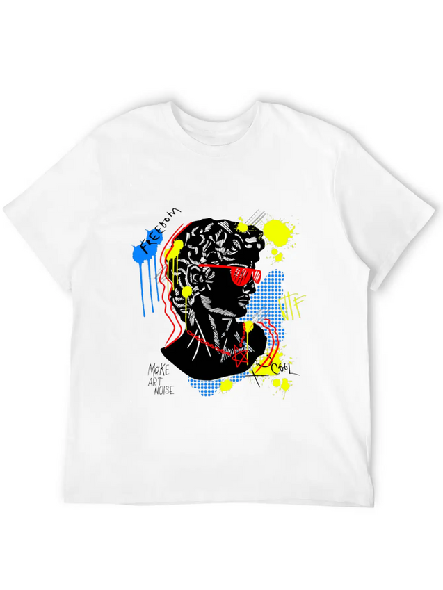 Typography Print For T-Shirt David Sculpture Hand Lightweight Cotton T-Shirt – Daily Comfort Graphic Shirt