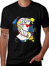 Typography Print For T-Shirt David Sculpture Hand Lightweight Cotton T-Shirt – Daily Comfort Graphic Shirt