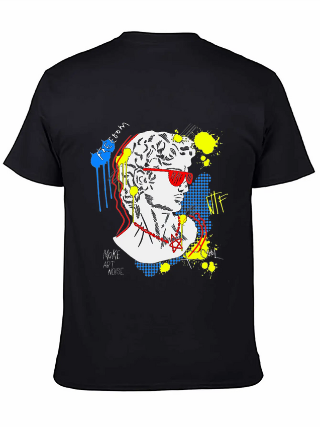Typography Print For T-Shirt David Sculpture Hand Lightweight Cotton T-Shirt – Daily Comfort Graphic Shirt