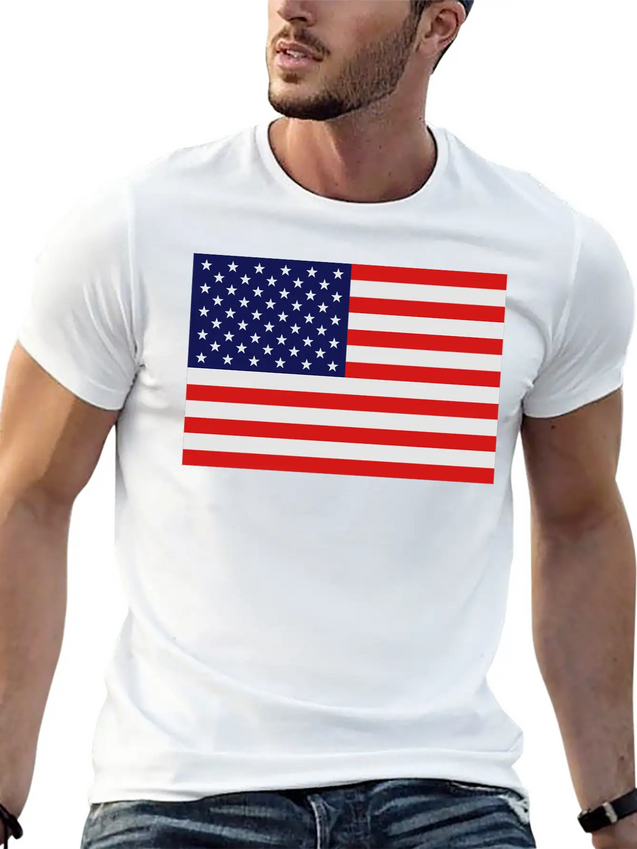 USA Flag Lightweight Cotton T-Shirt – Daily Comfort Graphic Shirt