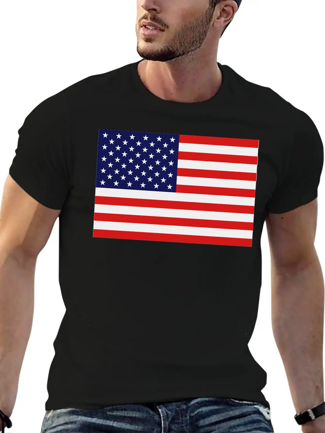 USA Flag Lightweight Cotton T-Shirt – Daily Comfort Graphic Shirt