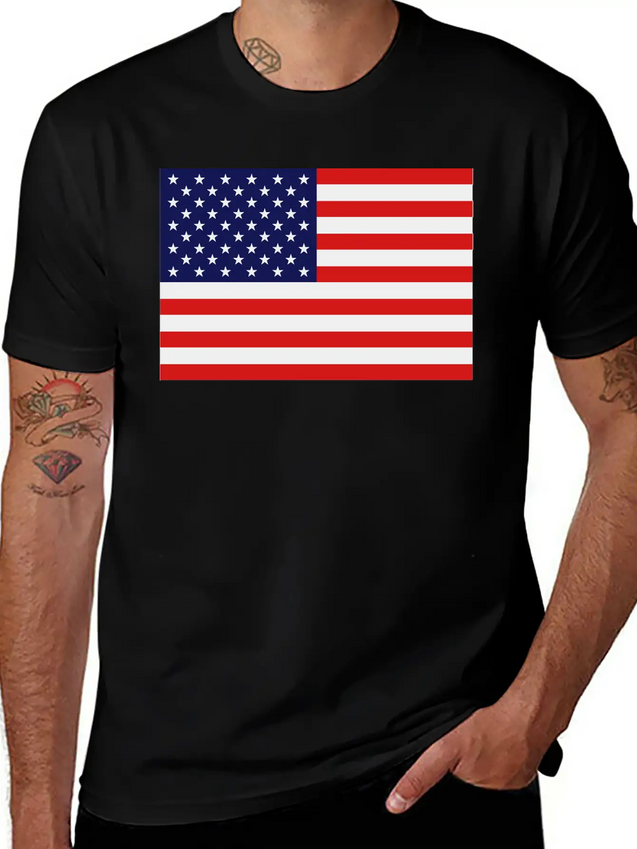 USA Flag Lightweight Cotton T-Shirt – Daily Comfort Graphic Shirt