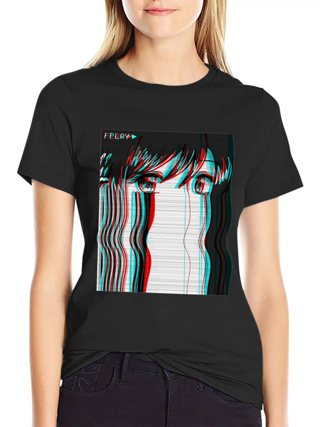Vaporwave Aesthetic Anime Girl VHS Eboy Egirl Gift Lightweight Cotton T-Shirt – Daily Comfort Graphic Shirt