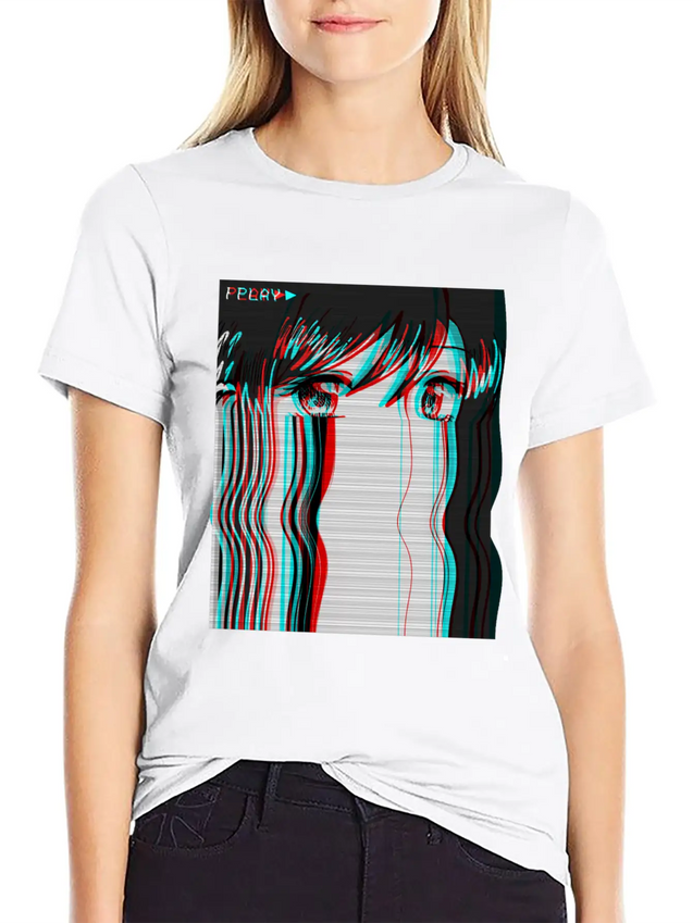 Vaporwave Aesthetic Anime Girl VHS Eboy Egirl Gift Lightweight Cotton T-Shirt – Daily Comfort Graphic Shirt