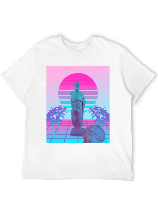 Vaporwave Greek Statue. Giff For Fans Of Physics Lightweight Cotton T-Shirt – Daily Comfort Graphic Shirt