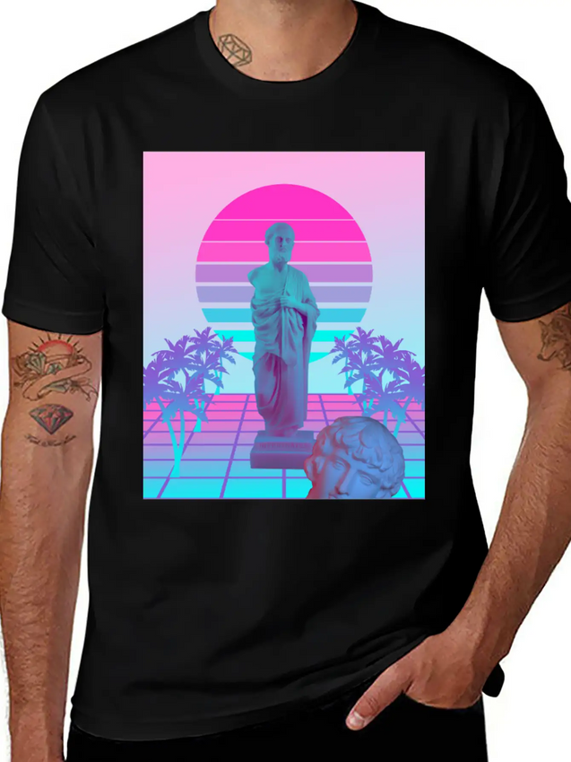 Vaporwave Greek Statue. Giff For Fans Of Physics Lightweight Cotton T-Shirt – Daily Comfort Graphic Shirt
