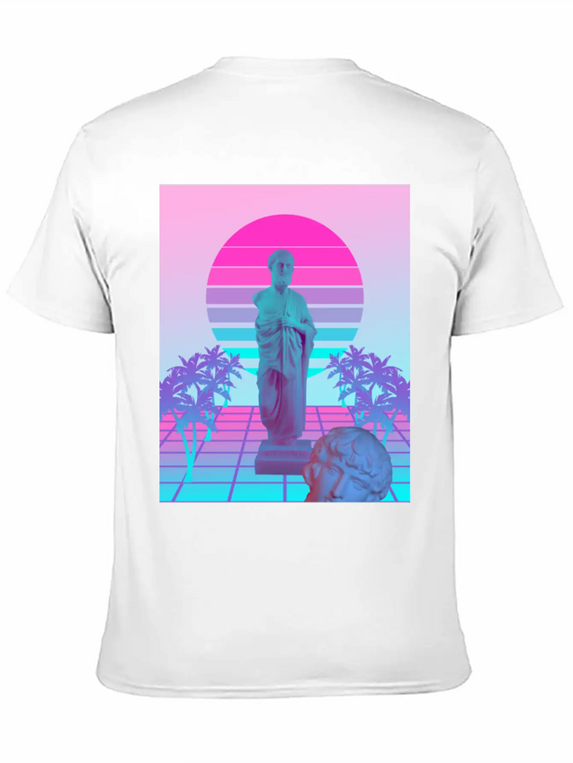 Vaporwave Greek Statue. Giff For Fans Of Physics Lightweight Cotton T-Shirt – Daily Comfort Graphic Shirt