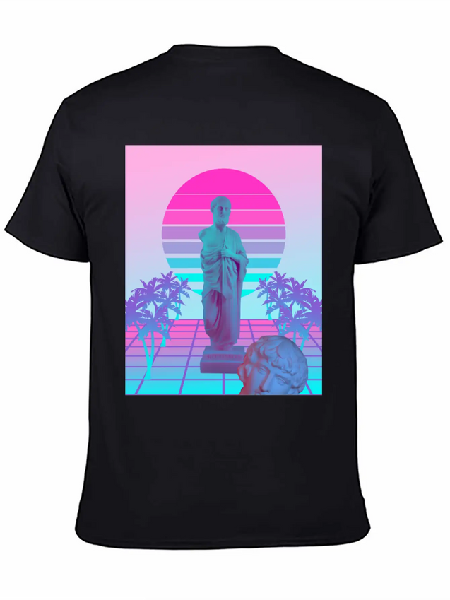 Vaporwave Greek Statue. Giff For Fans Of Physics Lightweight Cotton T-Shirt – Daily Comfort Graphic Shirt