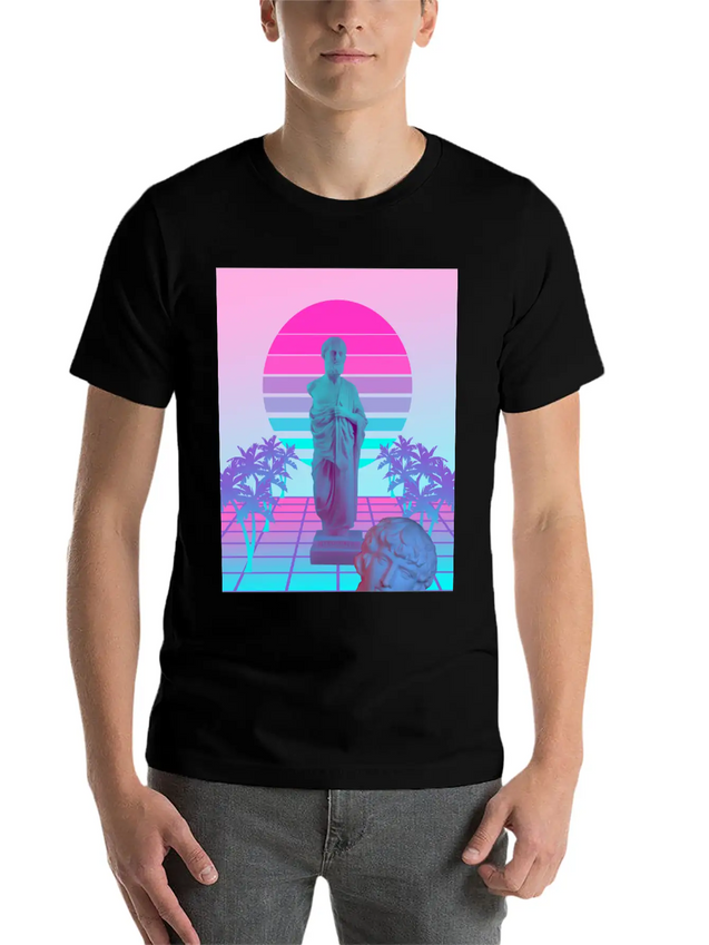Vaporwave Greek Statue. Giff For Fans Of Physics Lightweight Cotton T-Shirt – Daily Comfort Graphic Shirt