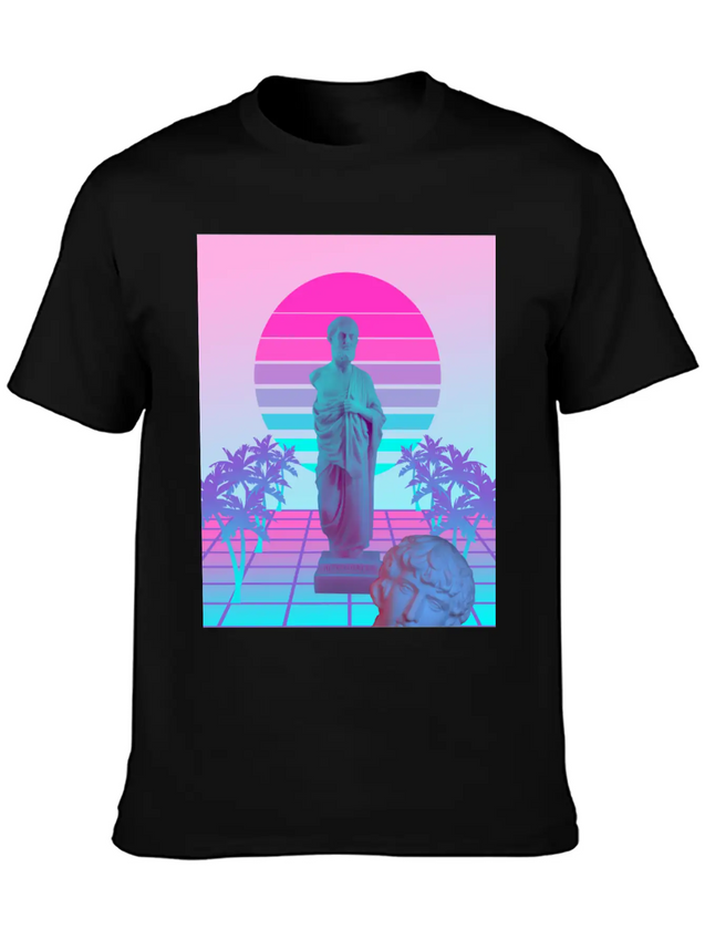Vaporwave Greek Statue. Giff For Fans Of Physics Lightweight Cotton T-Shirt – Daily Comfort Graphic Shirt