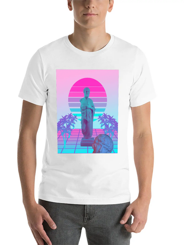 Vaporwave Greek Statue. Giff For Fans Of Physics Lightweight Cotton T-Shirt – Daily Comfort Graphic Shirt