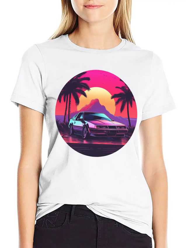 Vaporwave Mood Lightweight Cotton T-Shirt – Daily Comfort Graphic Shirt