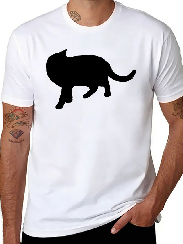Vector Cat Silhouette Lightweight Cotton T-Shirt – Daily Comfort Graphic Shirt