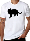 Vector Cat Silhouette Lightweight Cotton T-Shirt – Daily Comfort Graphic Shirt