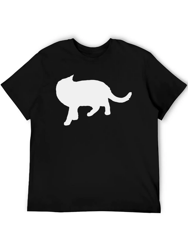 Vector Cat Silhouette Lightweight Cotton T-Shirt – Daily Comfort Graphic Shirt