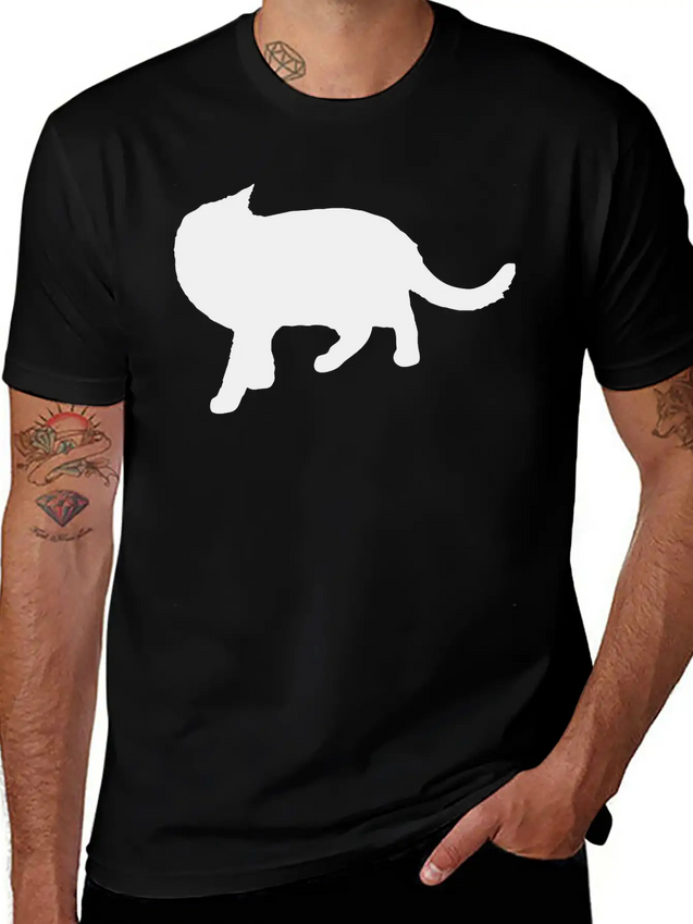 Vector Cat Silhouette Lightweight Cotton T-Shirt – Daily Comfort Graphic Shirt
