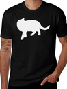 Vector Cat Silhouette Lightweight Cotton T-Shirt – Daily Comfort Graphic Shirt