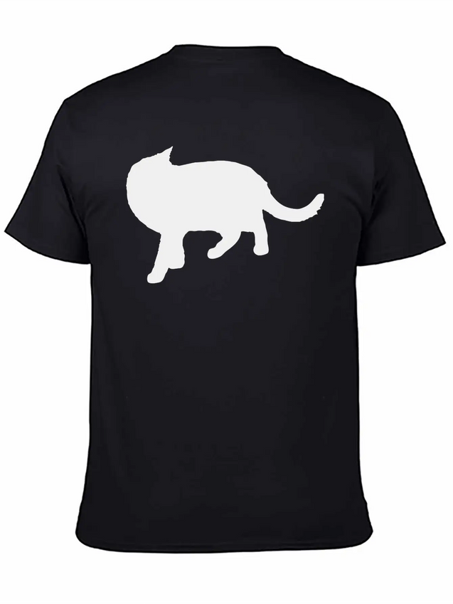 Vector Cat Silhouette Lightweight Cotton T-Shirt – Daily Comfort Graphic Shirt