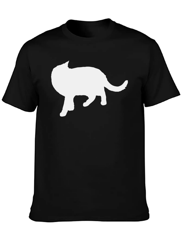 Vector Cat Silhouette Lightweight Cotton T-Shirt – Daily Comfort Graphic Shirt