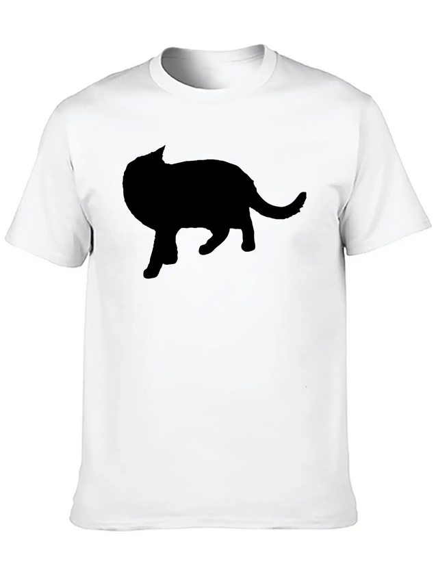 Vector Cat Silhouette Lightweight Cotton T-Shirt – Daily Comfort Graphic Shirt