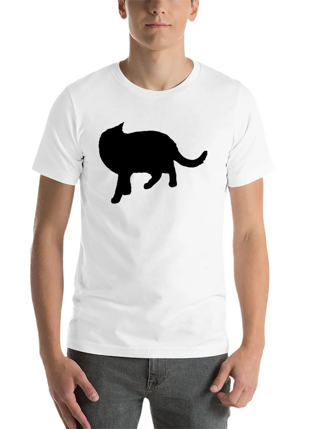 Vector Cat Silhouette Lightweight Cotton T-Shirt – Daily Comfort Graphic Shirt
