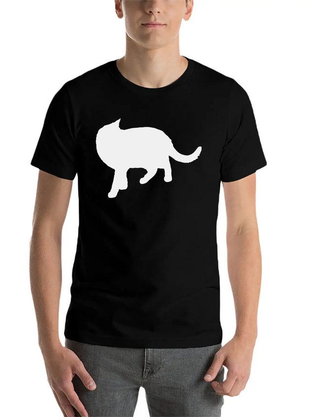 Vector Cat Silhouette Lightweight Cotton T-Shirt – Daily Comfort Graphic Shirt